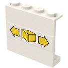 LEGO Weiß Panel 1 x 4 x 3 mit Box und Arrows Aufkleber ohne seitliche Stützen, solide Bolzen (4215)