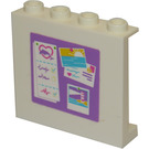 LEGO White Panel 1 x 4 x 3 with Bulletin Board Sticker with Side Supports, Hollow Studs (60581)