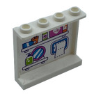 LEGO White Panel 1 x 4 x 3 with Bumper Stickers and Bathroom Toiletries with Side Supports, Hollow Studs (35323)