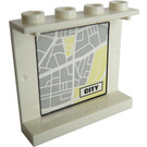 LEGO Weiß Panel 1 x 4 x 3 mit City Map Aufkleber ohne seitliche Stützen, hohle Bolzen (4215)