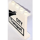LEGO Wit Paneel 1 x 4 x 3 met City Transport  Sticker met zijsteunen, holle noppen (60581)