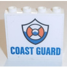 LEGO White Panel 1 x 4 x 3 with 'COAST GUARD' and Logo Sticker with Side Supports, Hollow Studs (35323)
