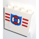 LEGO White Panel 1 x 4 x 3 with Coast Guard Emblem Sticker without Side Supports, Solid Studs (4215)