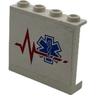 LEGO White Panel 1 x 4 x 3 with EMT Star of Life 4429 Left Sticker with Side Supports, Hollow Studs (60581)