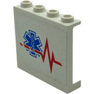 LEGO White Panel 1 x 4 x 3 with EMT Star of Life 4429 Right Sticker with Side Supports, Hollow Studs (60581)