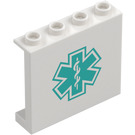 LEGO White Panel 1 x 4 x 3 with EMT Star of Life with Side Supports, Hollow Studs (35323 / 105296)