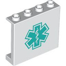 LEGO blanc Panneau 1 x 4 x 3 avec EMT Star of Life avec supports latéraux, tenons creux (35323 / 105296)