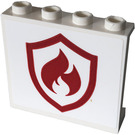LEGO Weiß Panel 1 x 4 x 3 mit Feuer Badge Aufkleber mit Seitenstützen, Hohlbolzen (35323)