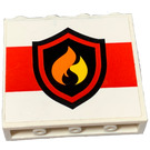 LEGO Weiß Panel 1 x 4 x 3 mit Feuer Logo Aufkleber mit Seitenstützen, Hohlbolzen (60581)