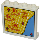 LEGO Weiß Panel 1 x 4 x 3 mit Feuer Mission Map Aufkleber mit Seitenstützen, Hohlbolzen (35323)