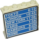 LEGO blanc Panneau 1 x 4 x 3 avec Flight Schedule avec 'Tokyo 6:10', 'London 10:45', etc. Autocollant sans supports latéraux, tenons pleins (4215)