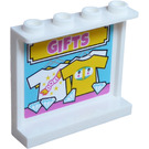 LEGO Wit Paneel 1 x 4 x 3 met 'GIFTS', T-shirts Aan Hangers en Diamonds Sticker met zijsteunen, holle noppen (35323)