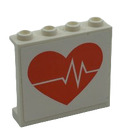 LEGO White Panel 1 x 4 x 3 with Heart with ECG Monitor Line Sticker with Side Supports, Hollow Studs (35323)