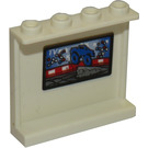 LEGO blanc Panneau 1 x 4 x 3 avec inside Monster Truck sur tv Autocollant avec supports latéraux, tenons creux (35323)