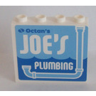 LEGO Wit Paneel 1 x 4 x 3 met JOE'S PLUMBING Sticker met zijsteunen, holle noppen (35323)
