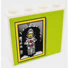 LEGO blanc Panneau 1 x 4 x 3 avec Knight Picture sur Green Background Autocollant sans supports latéraux, tenons creux (4215)
