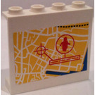 LEGO Weiß Panel 1 x 4 x 3 mit Map mit Crosshairs Aufkleber ohne seitliche Stützen, hohle Bolzen (4215)