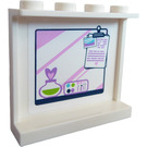 LEGO White Panel 1 x 4 x 3 with Mirror, notes, perfumes and makeup inside and outside Logo 'Heartlake News' Sticker with Side Supports, Hollow Studs (35323)