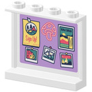 LEGO Weiß Panel 1 x 4 x 3 mit Notice Tafel mit Mushroom und Pinned Pictures Aufkleber mit Seitenstützen, Hohlbolzen (35323)