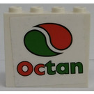 LEGO Weiß Panel 1 x 4 x 3 mit 'Octan' und Green und rot Kreis Aufkleber ohne seitliche Stützen, hohle Bolzen (4215)