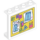 LEGO White Panel 1 x 4 x 3 with Pinboard with Notes and Clothing Pictures Sticker with Side Supports, Hollow Studs (35323)