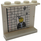 LEGO Weiß Panel 1 x 4 x 3 mit Polizei Case Tafel und Minifigure Photo Aufkleber ohne seitliche Stützen, hohle Bolzen (4215)