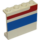 LEGO hvid Panel 1 x 4 x 3 med Rød/Blå Stribe uden sidestøtter, faste knops (4215)