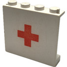 LEGO Weiß Panel 1 x 4 x 3 mit rot Kreuz ohne seitliche Stützen, solide Bolzen (4215)