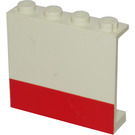 LEGO Weiß Paneel 1 x 4 x 3 mit Rot Streifen ohne seitliche Stützen, feste Noppen (4215)