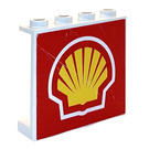 LEGO Weiß Panel 1 x 4 x 3 mit Shell Logo Aufkleber ohne seitliche Stützen, hohle Bolzen (4215)