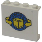 LEGO White Panel 1 x 4 x 3 with Shipping Logo Sticker without Side Supports, Solid Studs (4215)