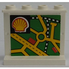 LEGO White Panel 1 x 4 x 3 with Street Map and Shell Logo Sticker without Side Supports, Hollow Studs (4215)