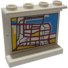 LEGO White Panel 1 x 4 x 3 with Street Map on Inside Sticker without Side Supports, Hollow Studs (4215)