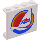 LEGO White Panel 1 x 4 x 3 with Surfboard & Wave Sticker without Side Supports, Solid Studs (4215)
