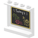 LEGO Weiß Panel 1 x 4 x 3 mit ‘Today’s’ Blumen auf Blackboard Aufkleber mit Seitenstützen, Hohlbolzen (35323)