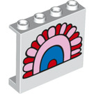 LEGO Wit Paneel 1 x 4 x 3 met tunnel met pink en Rood Boog stones met zijsteunen, holle noppen (29666 / 60581)