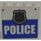 LEGO White Panel 1 x 4 x 3 with White 'POLICE' and Silver Badge Sticker with Side Supports, Hollow Studs (60581)