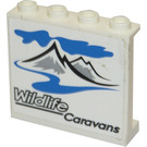 LEGO Weiß Panel 1 x 4 x 3 mit Wildlife Caravans   mountains Aufkleber mit Seitenstützen, Hohlbolzen (35323)