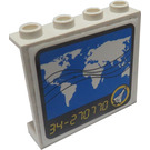 LEGO White Panel 1 x 4 x 3 with World Map Sticker without Side Supports, Hollow Studs (4215)