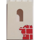 LEGO Wit Paneel 1 x 4 x 5 met Venster met Rood Bricks Onderzijde Rechtsaf Sticker (60808)
