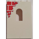 LEGO White Panel 1 x 4 x 5 with Window with Red Bricks Top Left Sticker (60808)