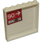 LEGO Weiß Panel 1 x 6 x 5 mit '90' und Weiß Pfeil Aufkleber (59349)