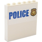 LEGO blanc Panneau 1 x 6 x 5 avec Badge,"Police" À l'extérieur et Tableau avec Photos, Notes Inside Autocollant (59349)