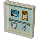 LEGO White Panel 1 x 6 x 5 with Bathroom wall with bar and toilet paper Sticker (59349)