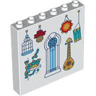 LEGO Wit Paneel 1 x 6 x 5 met Vogel Cage, Guitar, en Venster (59349 / 105554)