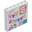 LEGO Vit Panel 1 x 6 x 5 med Katt Decorations (59349)