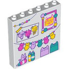 LEGO White Panel 1 x 6 x 5 with Cat Decorations (59349)