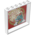 LEGO White Panel 1 x 6 x 5 with Chinese Dragon, Gold Pattern and Letters on Red Sticker (59349)