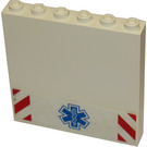 LEGO Wit Paneel 1 x 6 x 5 met EMT Star of Life en Danger Strepen Sticker (59349)