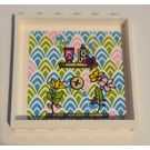 LEGO Wit Paneel 1 x 6 x 5 met Bloemen Aan Shelves met Wallpaper Sticker (59349)